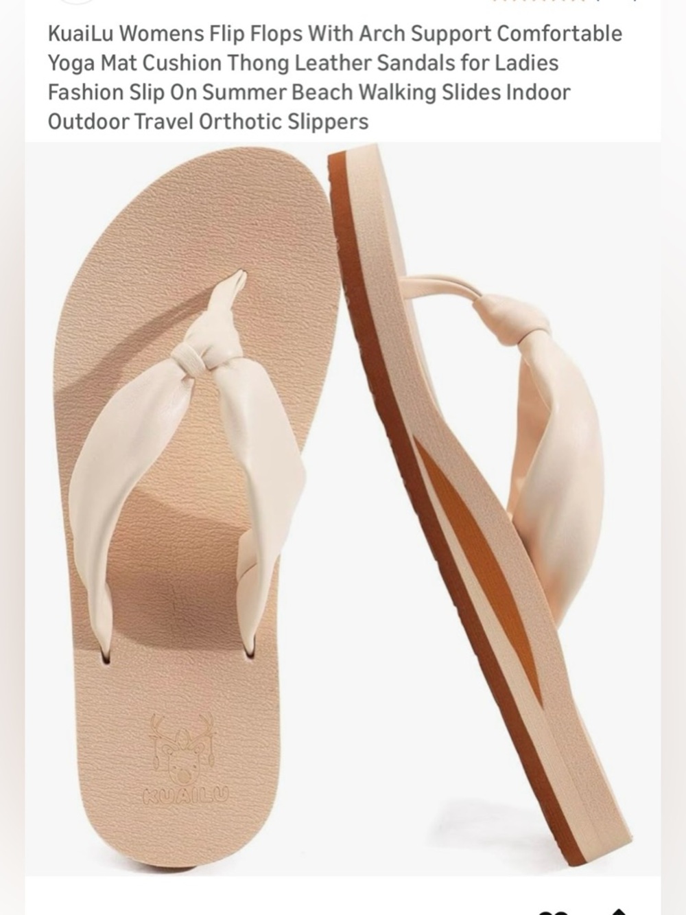 Women's white Knot-Front Flip Flop with Arch Support